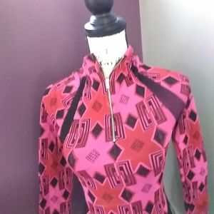 Free people movement ski top pink black red